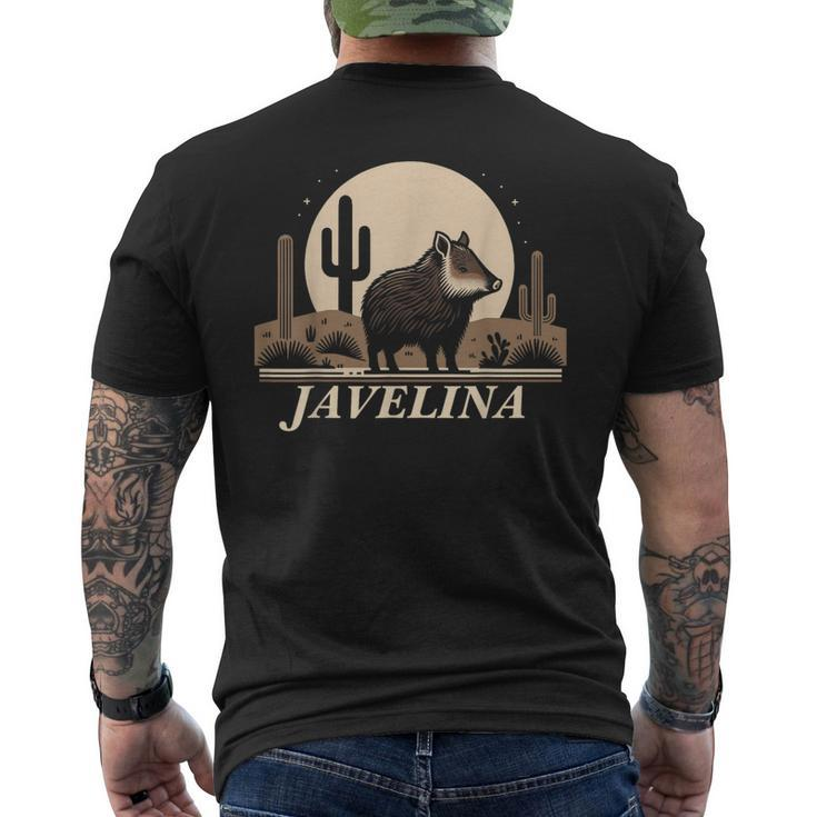 Javelina In Desert Landscape Javelina Men's T-shirt Back Print