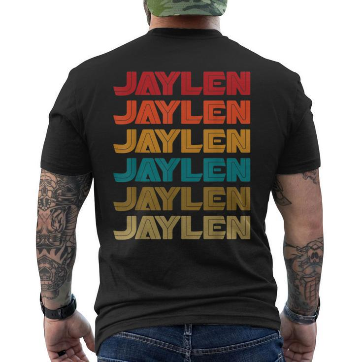 Jaylen Name Retro Given Name Colorful Inline Font Men's T-shirt Back Print