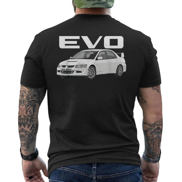 Jdm Car Evo 8 Wicked White Rs Turbo 4G63 Men's T-shirt Back Print