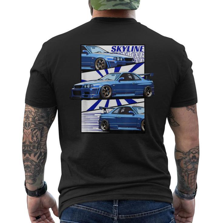 Jdm R34 Motorsport Car Drift Sky Line Car Comic Style Japan Men's T-shirt Back Print