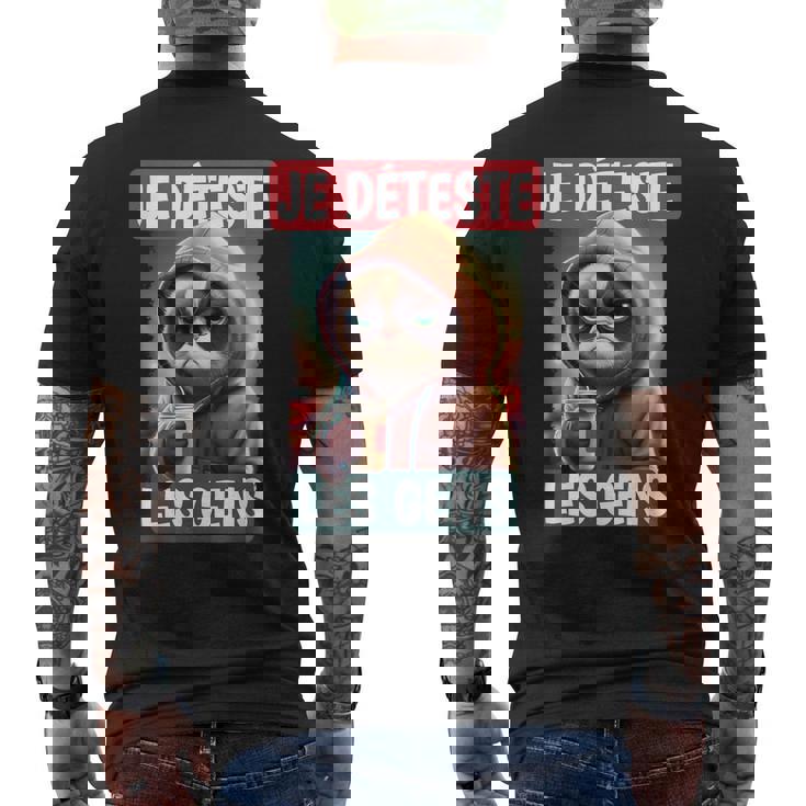 Je Déteste Les Gens Amusant Chat Café Sarcastique Ironic T-shirt imprimé au dos