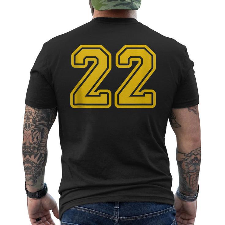 Jersey 22 Golden Yellow Sports Team Jersey Number 22 Men's T-shirt Back Print