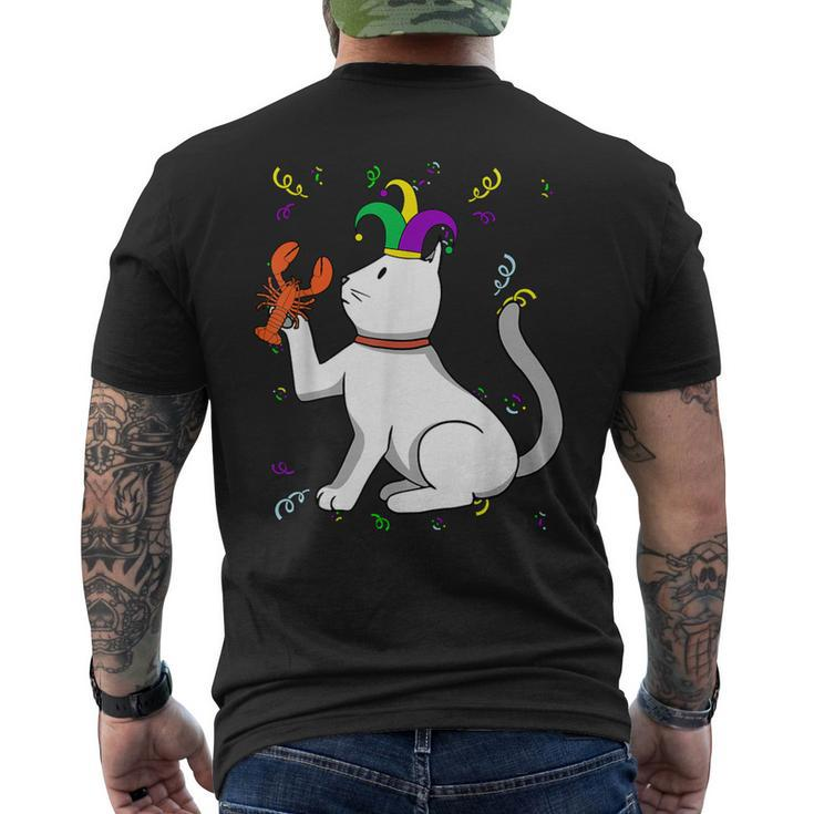 Jester Cat Crawfish Mardi Gras Carnival Masquerade Party Men's T-shirt Back Print