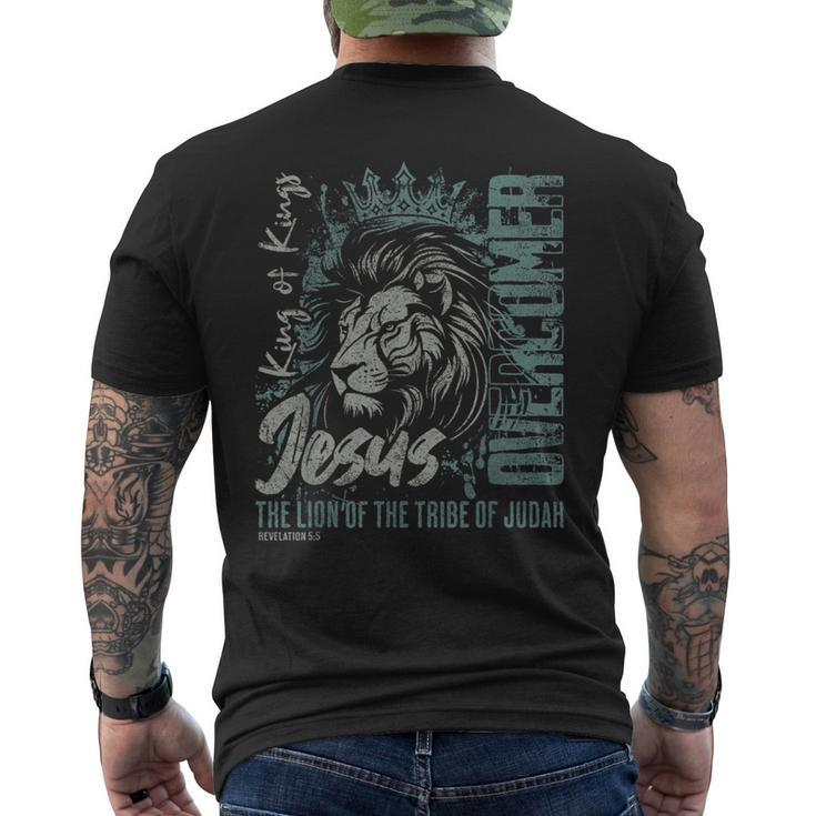 Jesus Is King Lion Of Judah Bible Faith Graphic Christian Men's T-shirt Back Print