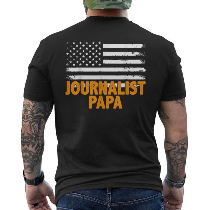 Journalist Papa Amerikanische Flaggeatertag T-Shirt mit Rückendruck