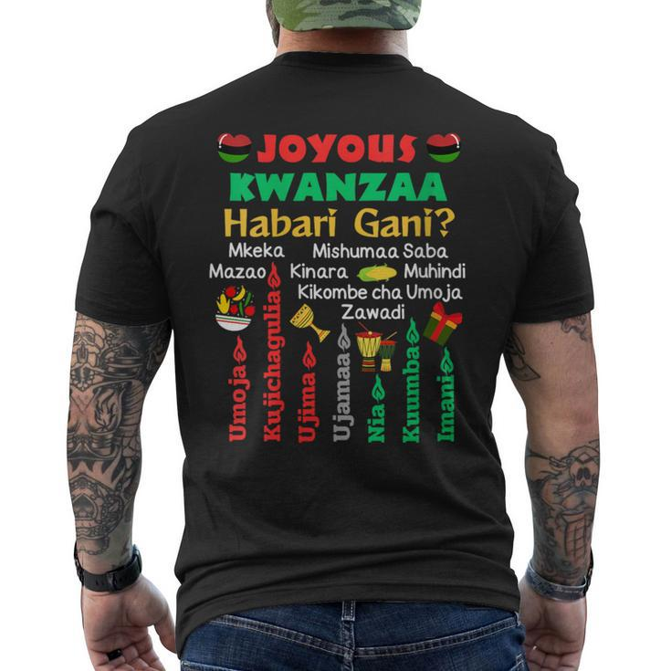 Joyous Kwanza Habari Gani African American Cultural Festival Men's T-shirt Back Print