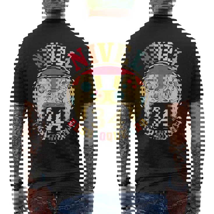 Jugador Nivel 34 Desbloqueado Cumpleaños Gaming Camiseta Hombre Estampado Espalda