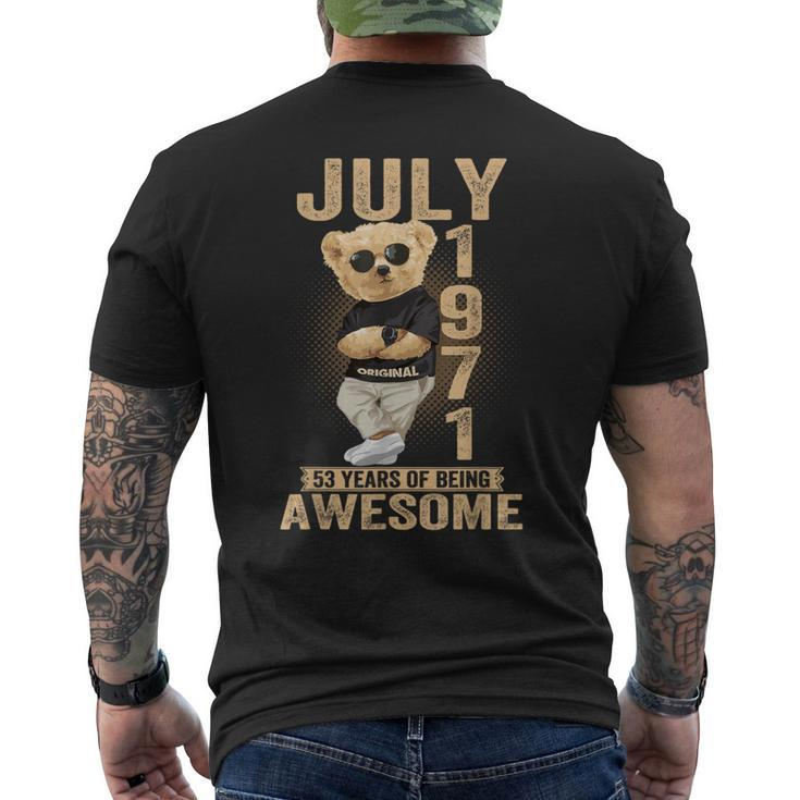 July 53Th Birthday 1971 Awesome Teddy Bear Men's T-shirt Back Print