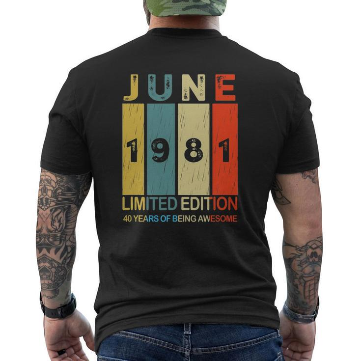 June 1981 Limited Edition 40 Years Of Being Awesome Mens Back Print T-shirt