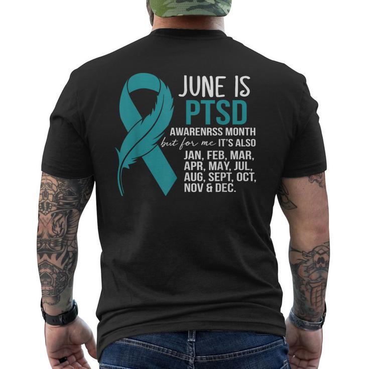 June Is Post-Traumatic Stress Disorder Ptsd Awareness Month Men's T-shirt Back Print