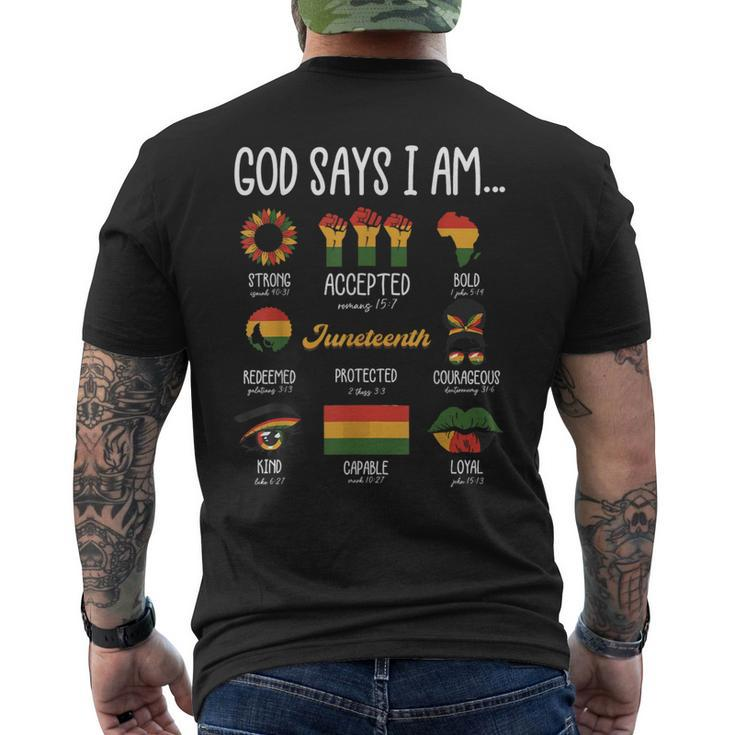 Junenth God Says I Am Celebrating Black Freedom 1865 Men's T-shirt Back Print