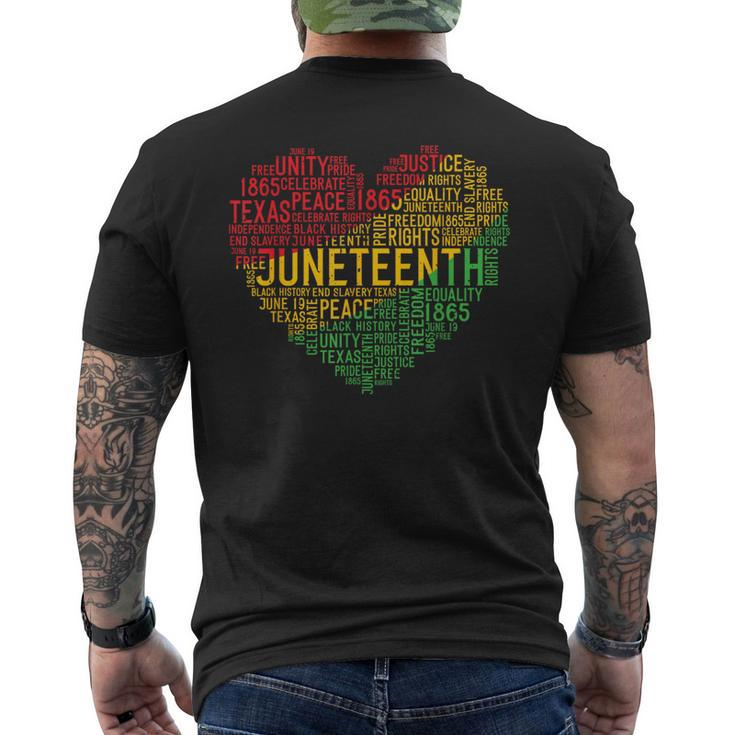 Junenth Heart Black History Afro American African Freedom Men's T-shirt Back Print