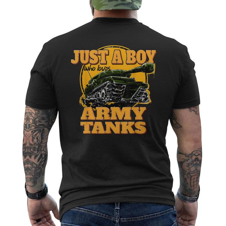Just A Boy Who Loves Army Tanks Vintage Military Tank Men's T-shirt Back Print