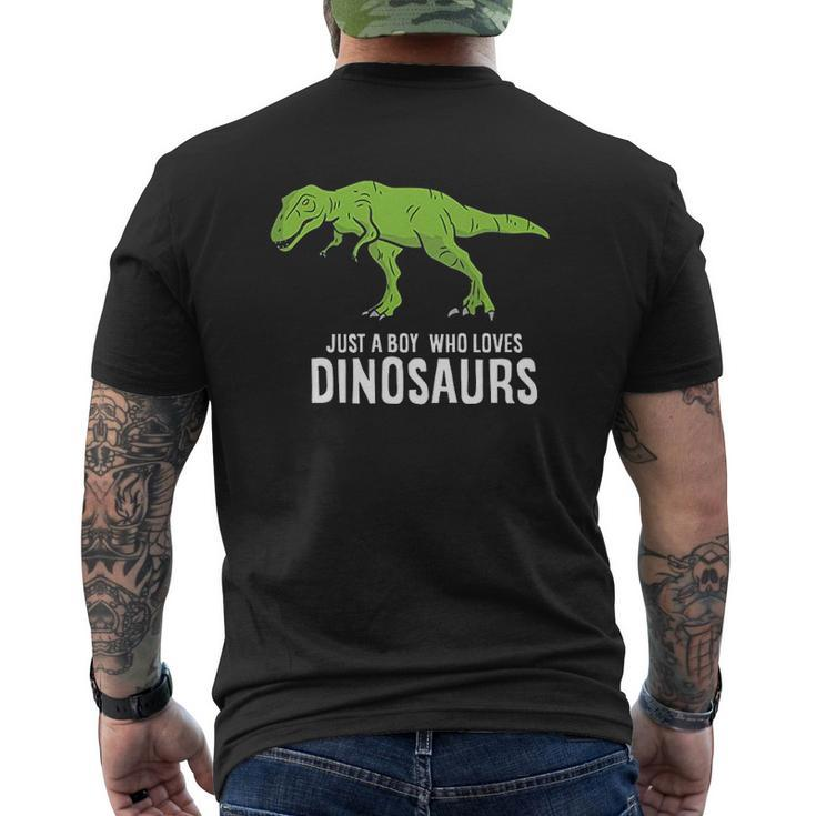 Just A Boy Who Loves Dinosaurs Cute Dinosaur Mens Back Print T-shirt