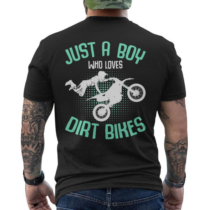 Just A Boy Who Loves Dirt Bikes Motocross Enduro Dirt Biking Men's T-shirt Back Print