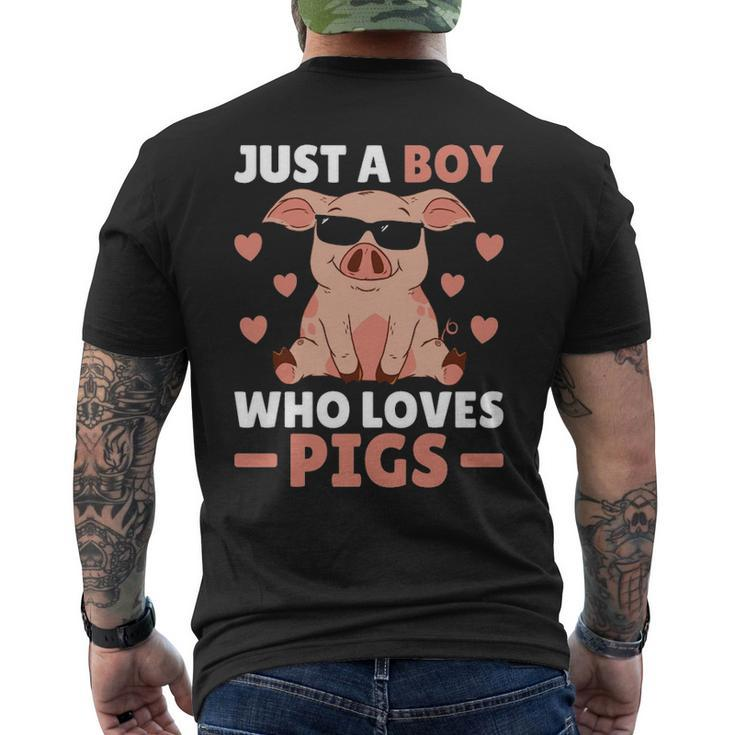 Just A Boy Who Loves Pigs Men Pig Lovers Pig Stuff Men's T-shirt Back Print