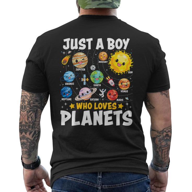 Just A Boy Who Loves Planets Astrology Space Solar Systems Men's T-shirt Back Print