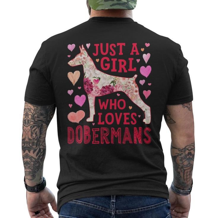 Just A Girl Who Loves Dobermans Dog Silhouette Flower Men's T-shirt Back Print