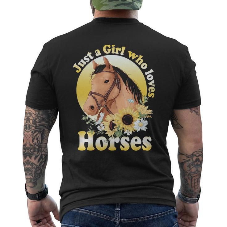 Just A Girl Who Loves Horses  Riding Girls Men's T-shirt Back Print
