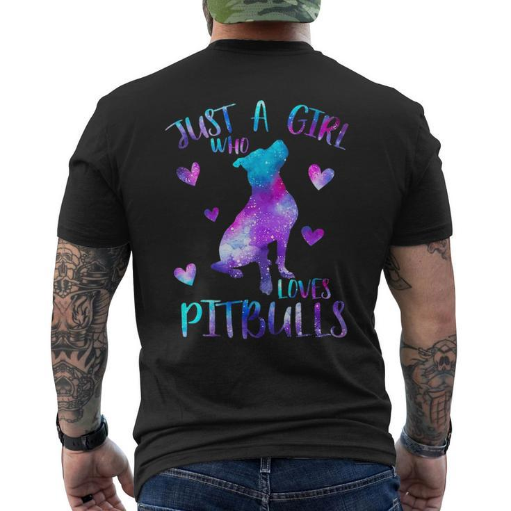 Just A Girl Who Loves Pitbulls Galaxy Space Pitbull Dog Mom Men's T-shirt Back Print