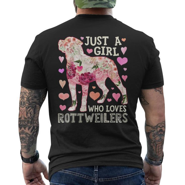 Just A Girl Who Loves Rottweilers Dog Silhouette Flower Men's T-shirt Back Print