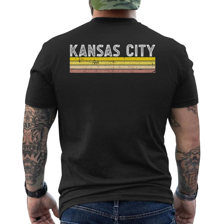 Kansas City Missouri Retro 3 Stripes Distressed Kansas City Men's T-shirt Back Print