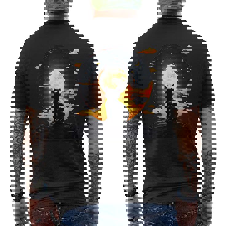 Kawaii Cat Anime Japonés Retro Divertido Gato Negro Amantes Arte Camiseta Hombre Estampado Espalda