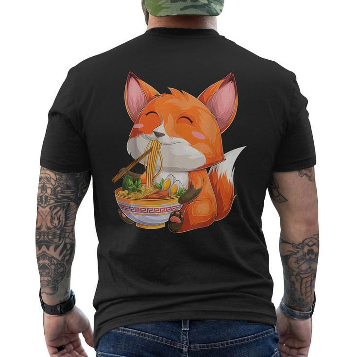 Kawaii Japanese Anime Fox Ramen Food Lovers Men's T-shirt Back Print