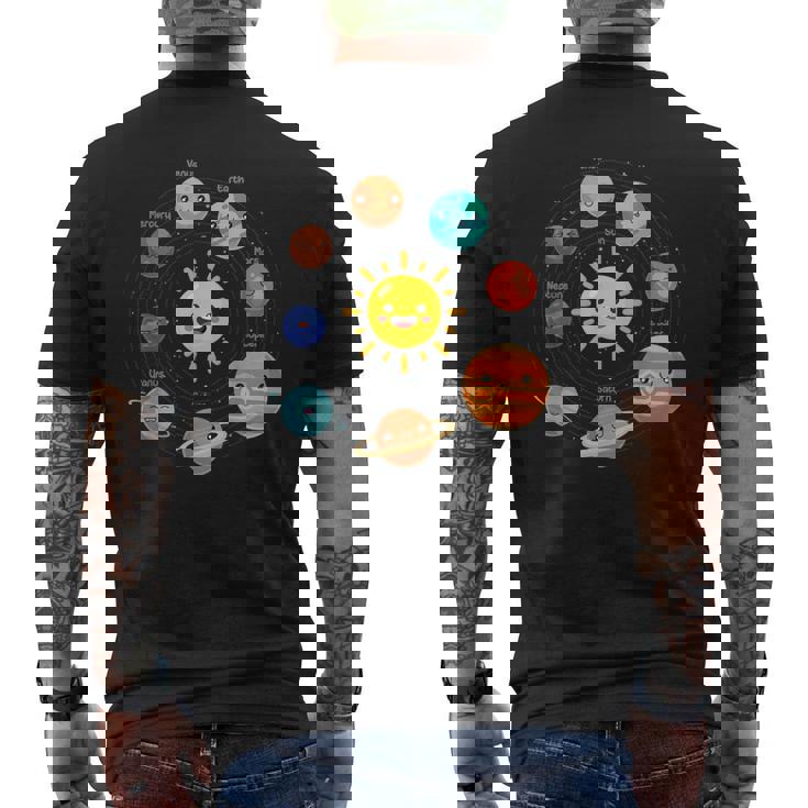 Kawaii Solar System Niño Lindo Planetas Cumpleaños Niños Camiseta Hombre Estampado Espalda