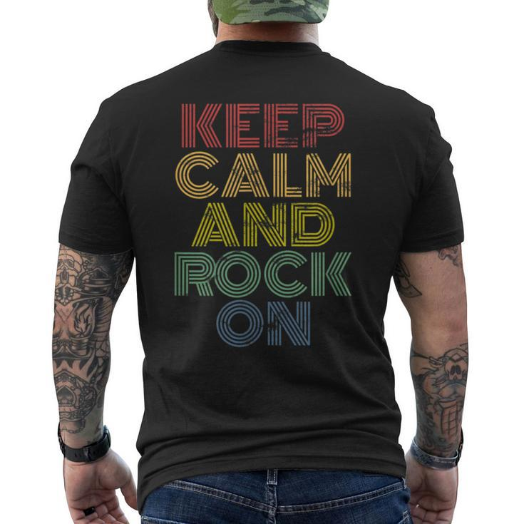Keep Calm And Rock On Retro 70S Vintage Distressed Look Men's T-shirt Back Print