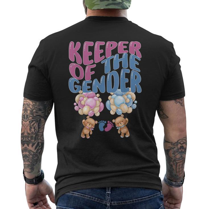 Keeper Of The Gender Reveal T Cute Baby Bear Balloons Men's T-shirt Back Print