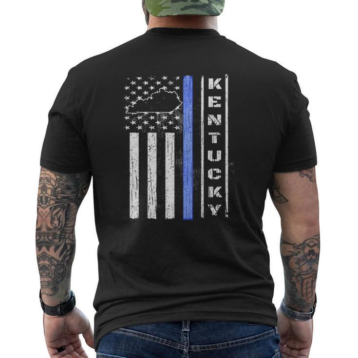 Kentucky Thin Blue Line Police Flag Cop Men Dad Mens Back Print T-shirt