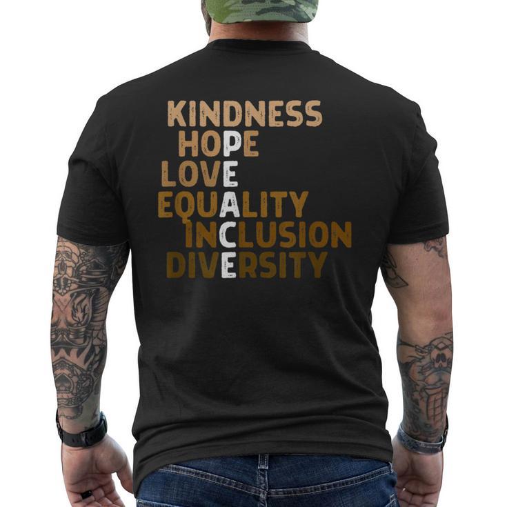 Kindness Peace Equality Inclusion Diversity Melanin Blm Men's T-shirt Back Print