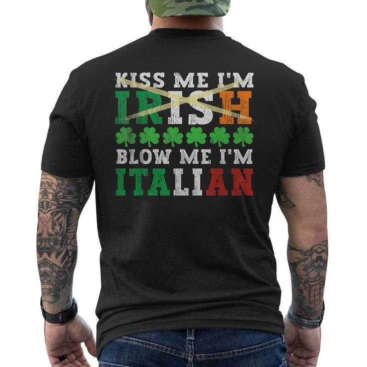 Kiss Me I'm Irish Blow Me I'm Italian St Patrick's Day Adult Men's T-shirt Back Print