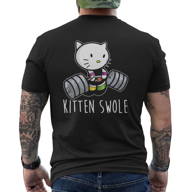 Kitten Swole Cat Powerlifting Weightlifting Gym Training Mens Back Print T-shirt
