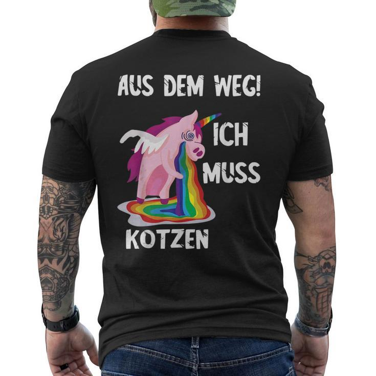 Kotz Unicorn Ich Muss Kotzen Party Unicorn Puke T-Shirt mit Rückendruck