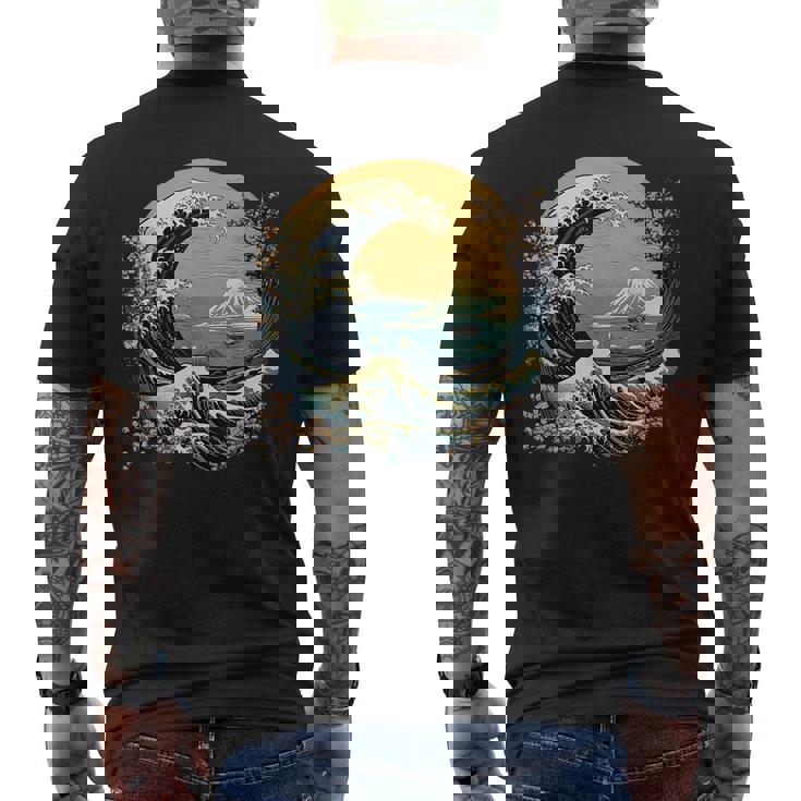 La Gran Ola Y Las Montañas Arte Japonés Kanagawa Camiseta Hombre Estampado Espalda