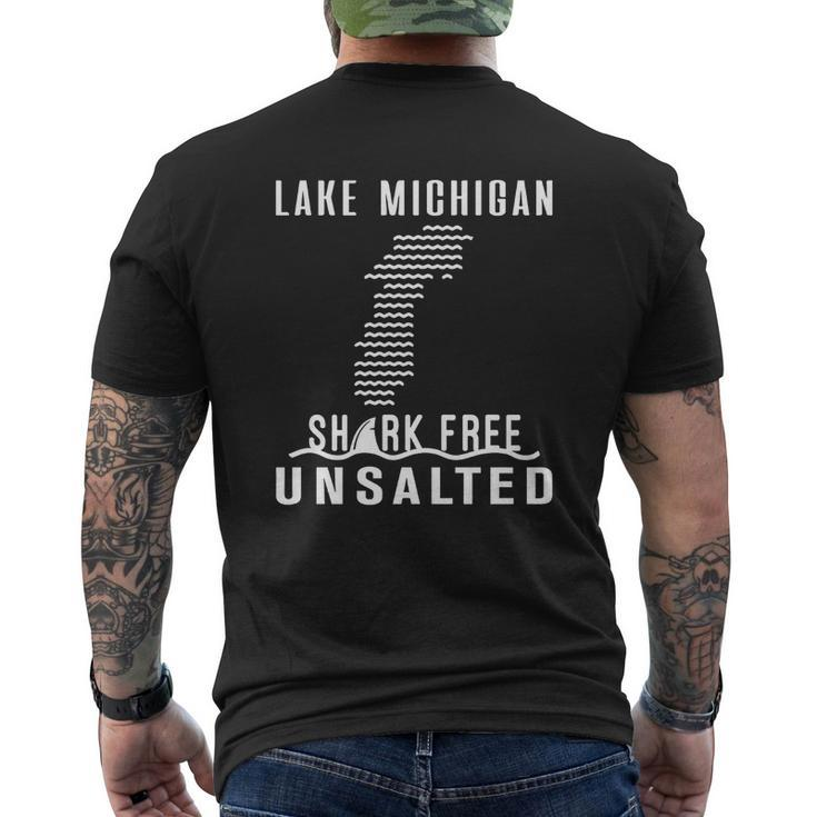 Lake Michigan Unsalted And Shark Free Great Lakes Mens Back Print T-shirt
