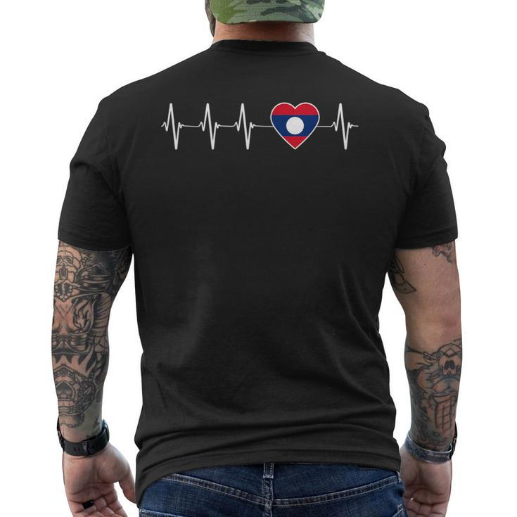 Laotian Lao Heartbeat I Love Laos Flag Country Men's T-shirt Back Print