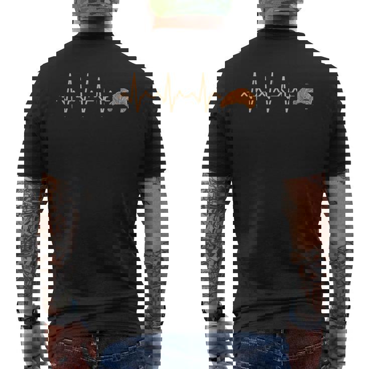 Latido Del Corazón De Croissant Kawaii Camiseta Hombre Estampado Espalda