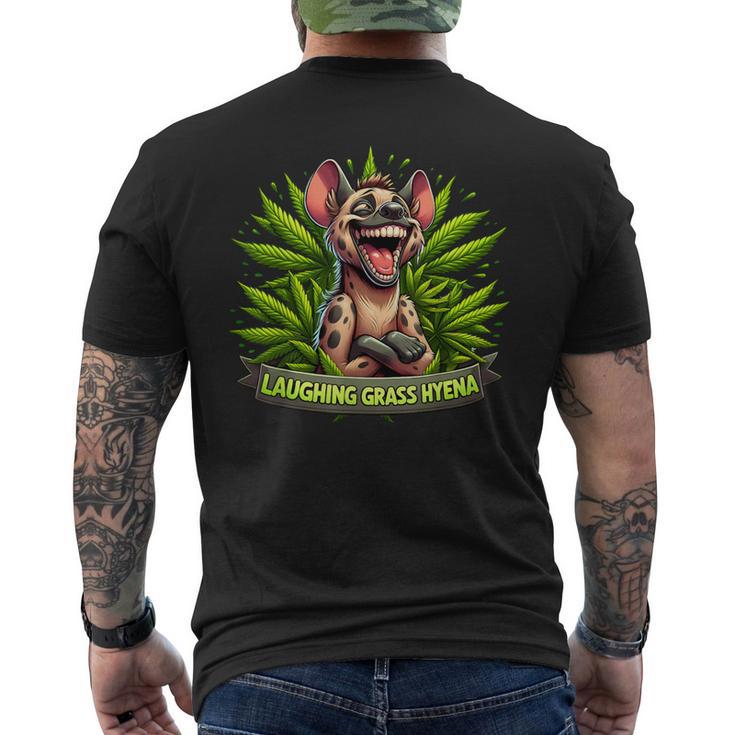 Laughing Grass Hyena Weed Leaf Cannabis Marijuana Stoner 420 Men's T-shirt Back Print