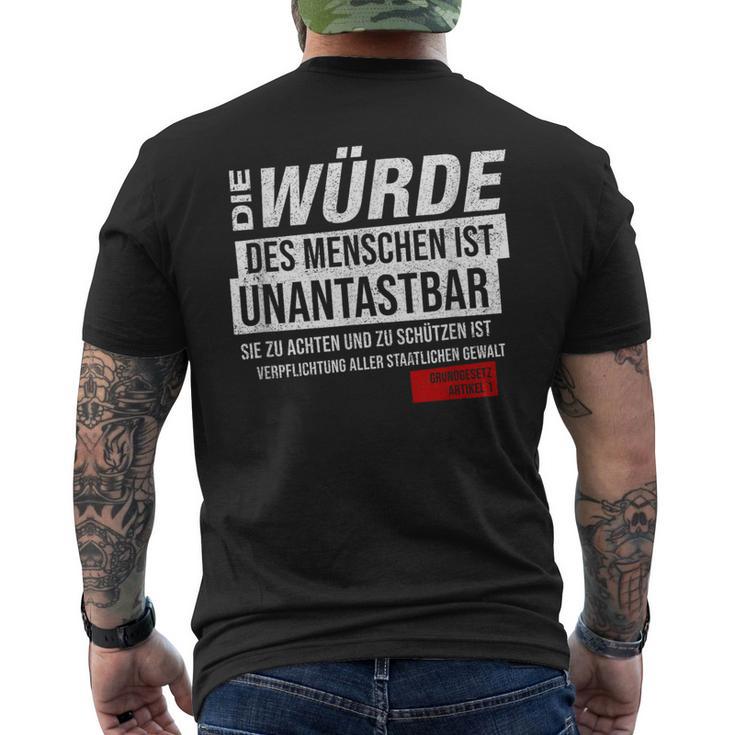 Basic Law Article 1 Die Zürde Des Menschen Ist Unantastbar T-Shirt mit Rückendruck