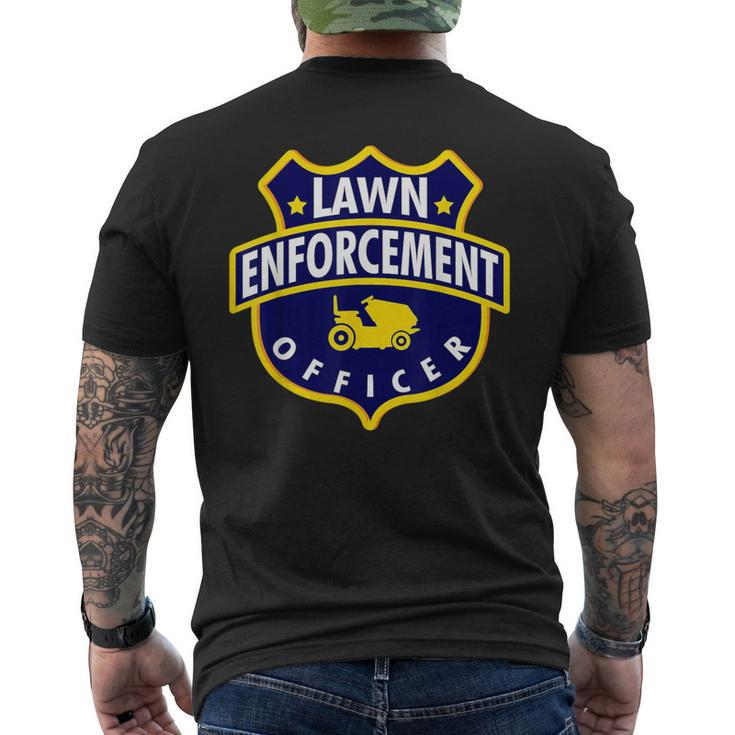 Lawn Enforcement Officer Lawnmower Police Fathers Day Men's T-shirt Back Print