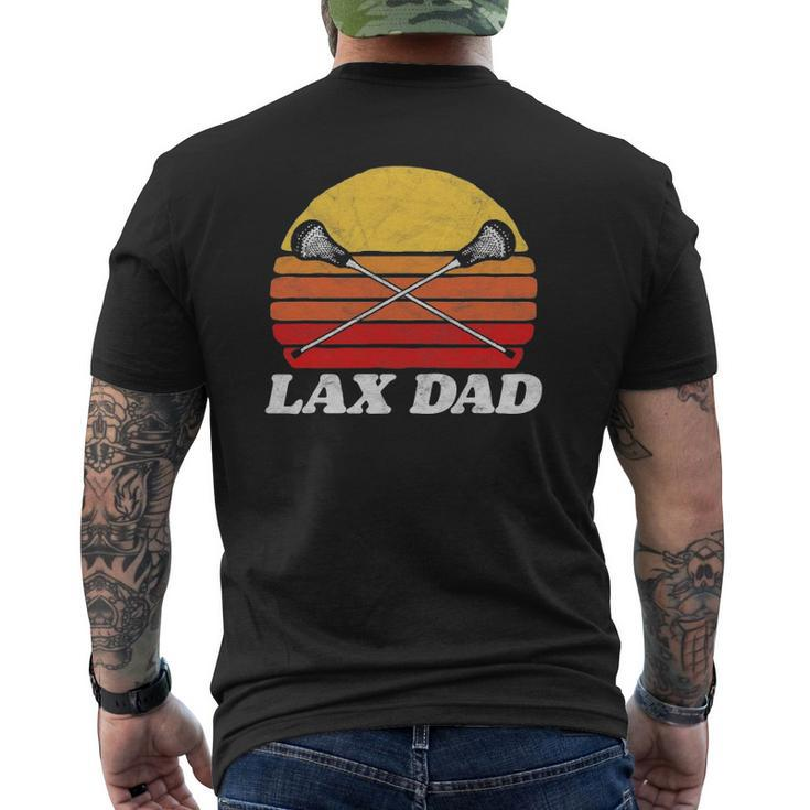 Lax Dad Vintage X Crossed Lacrosse Sticks 80S Sunset Retro Mens Back Print T-shirt