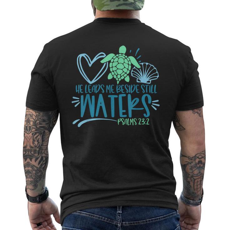 He Leads Me Beside Still Waters Psalm 23 Sea Life Men's T-shirt Back Print