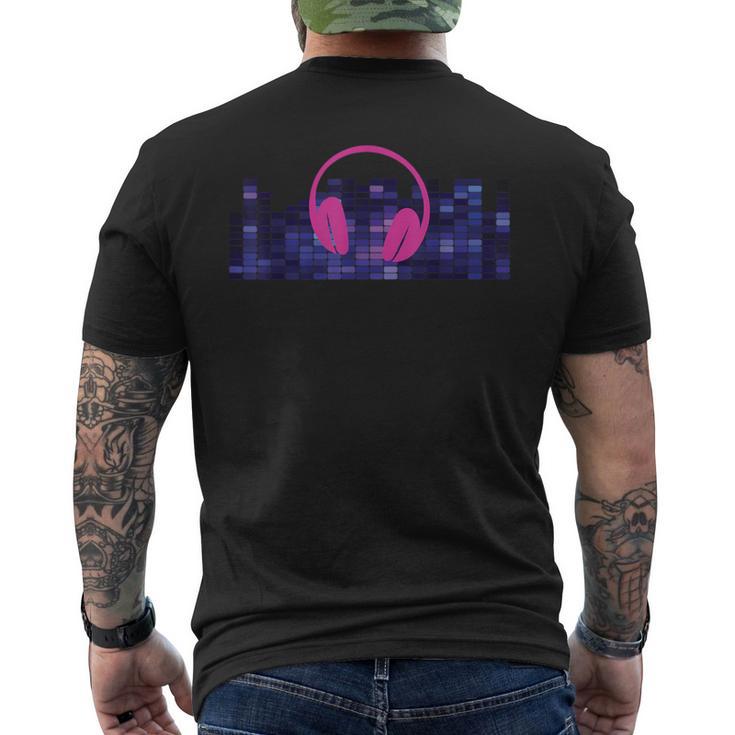 Led Flashing Audio Control Night Club Pink Headphones Men's T-shirt Back Print