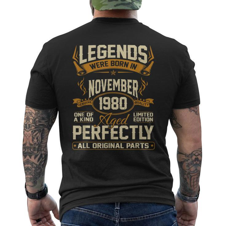Legends Were Born In November 1980 Mens Back Print T-shirt