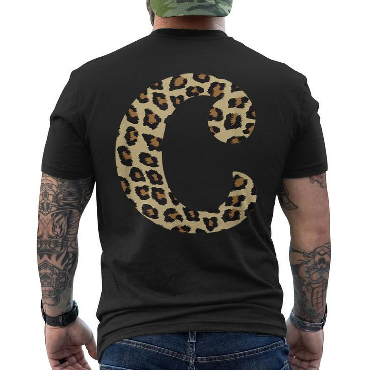 Leopard Cheetah Print Letter C Initial Rustic Monogram Men's T-shirt Back Print