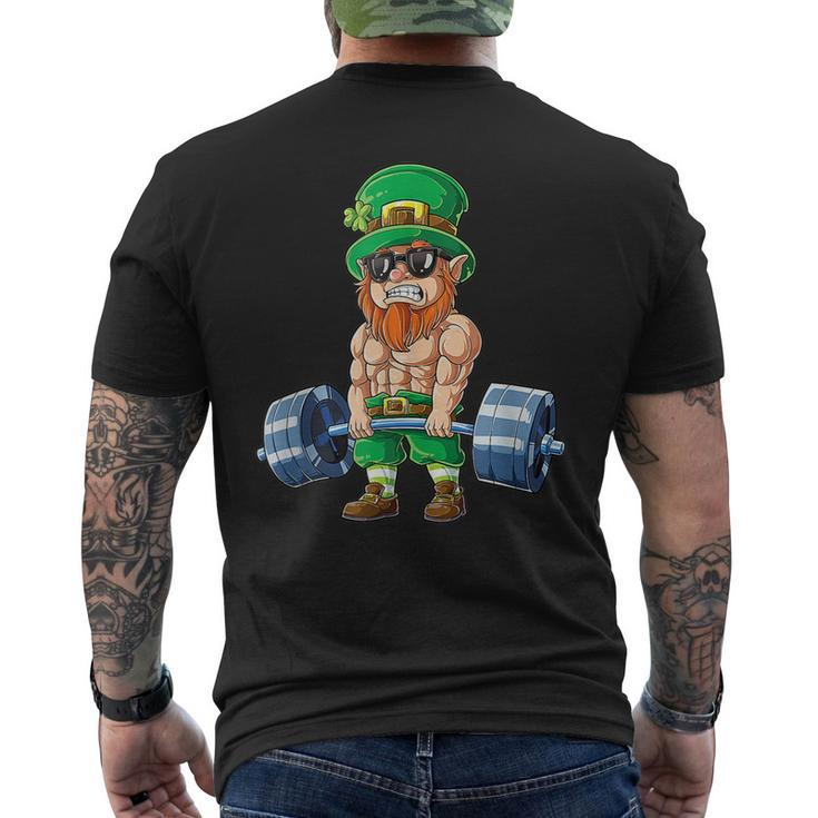 Leprechaun St Patricks Day Weightlifting Deadlift Fitness Mens Back Print T-shirt