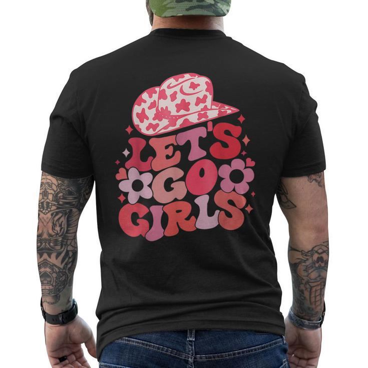 Let's Go Girls Pink Cowgirl Hat Country Valentine Bridesmaid Men's T-shirt Back Print